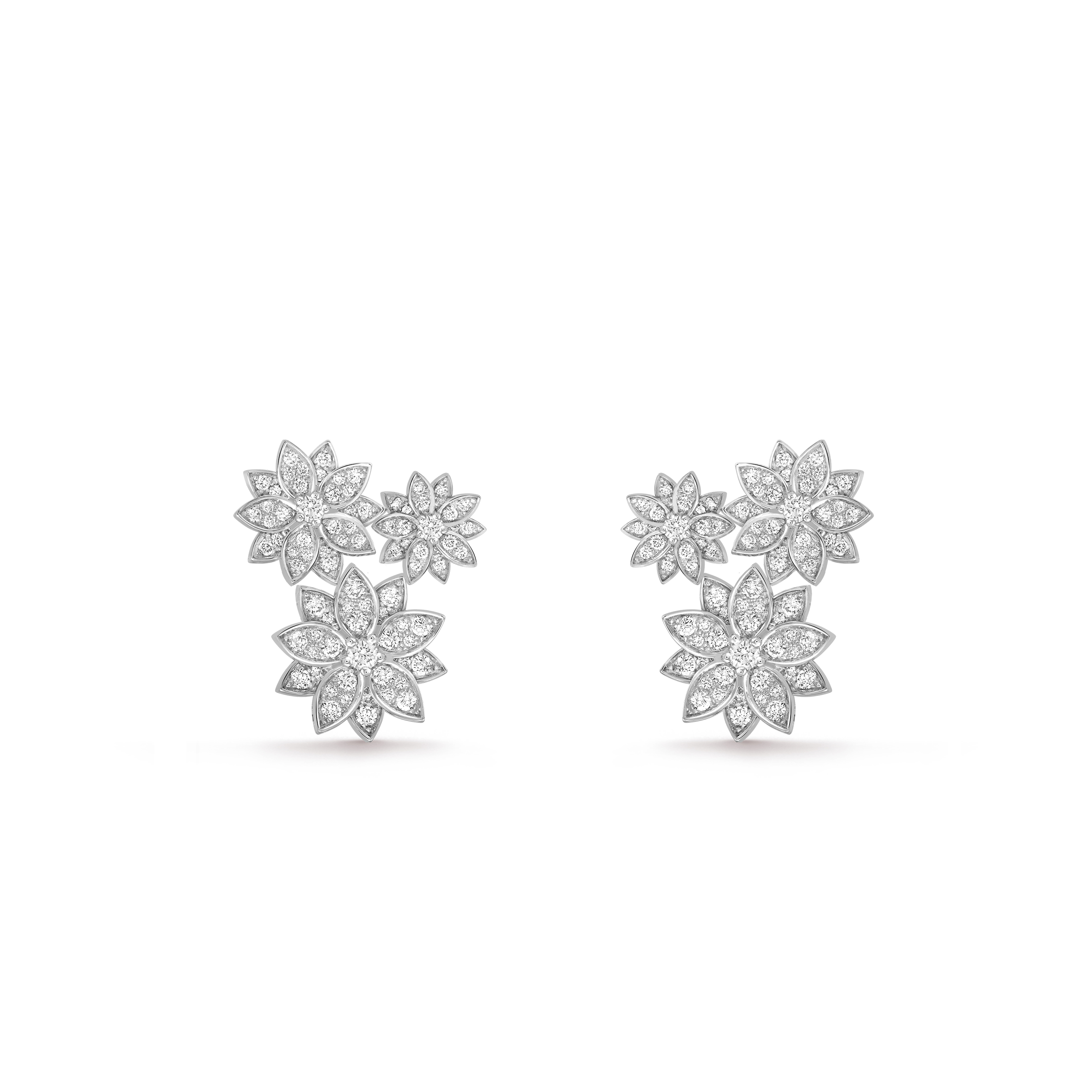 VAN CLEEF ARPELS LOTUS EARRINGS, 3 FLOWERS VCARP7TH00